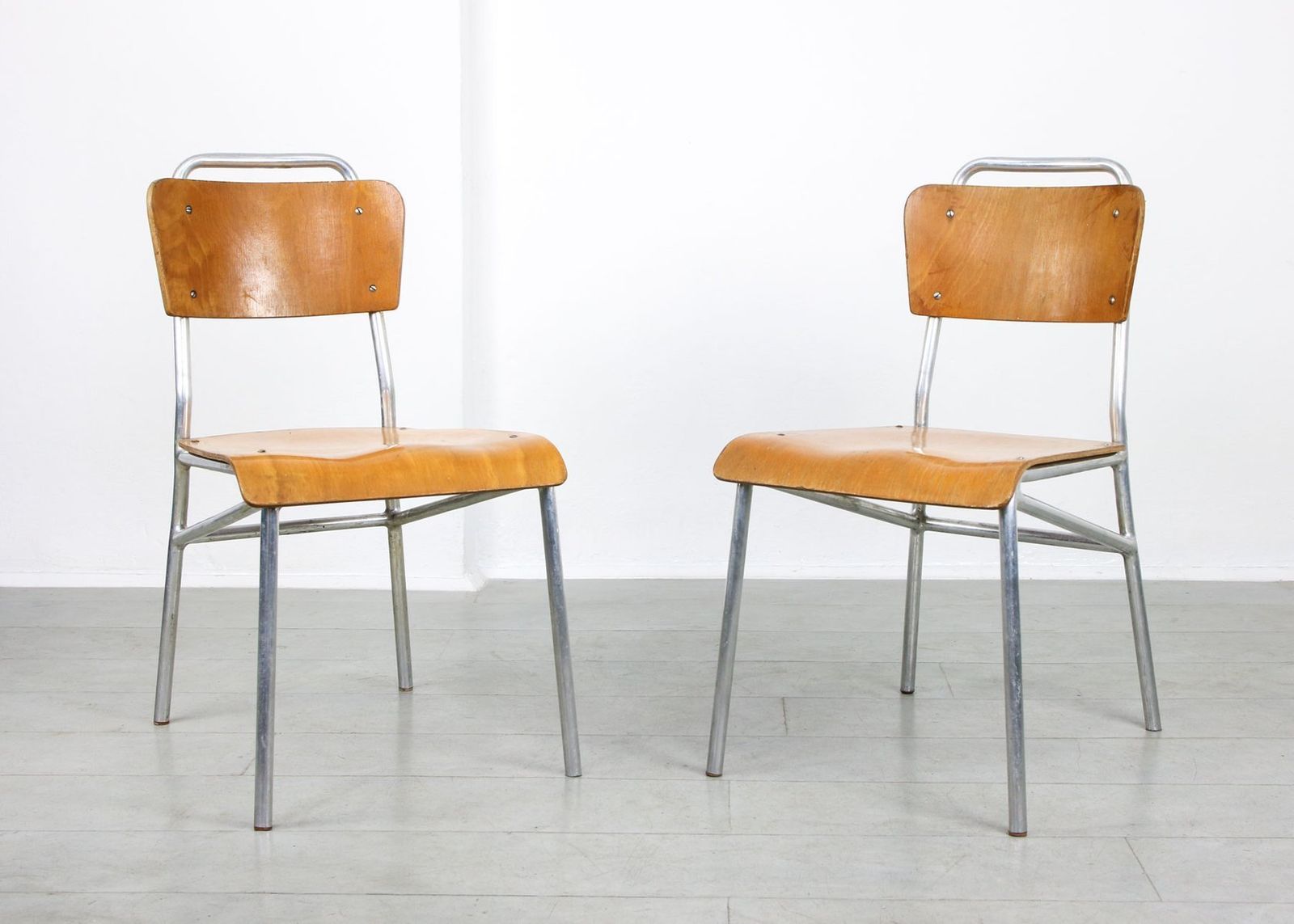 Mid Century Plywood & Aluminum Desk Chairs photo for sale