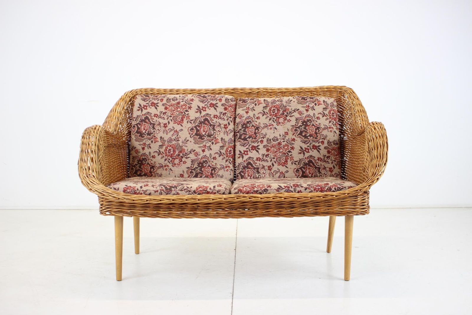 1970s Two Seater Rattan Sofa By Uluv, Czechoslovakia photo furniture