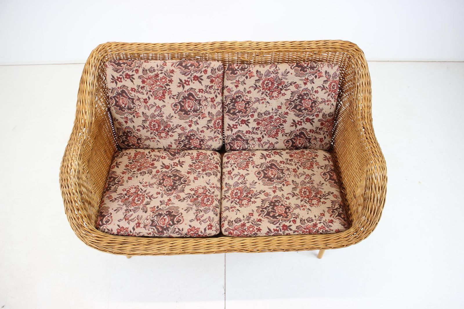 1970s Two Seater Rattan Sofa By Uluv, Czechoslovakia photo for sale