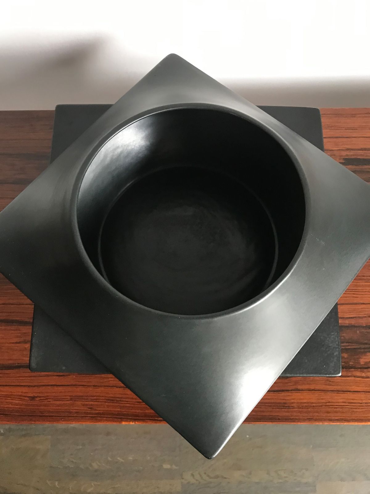Franco Pozzi Italian Black Ceramic Vase Centerpiece 1960s photo Home Decor