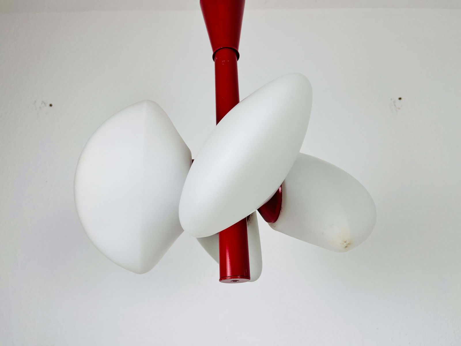 Mid Century Modern Red Kaiser 4 Arm Space Age Chandelier 1960s Germany photo vinterior