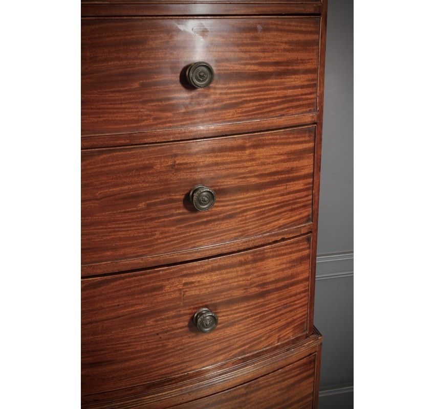 Rare Regency Bow Front Tallboy Chest On Chest photo Furniture