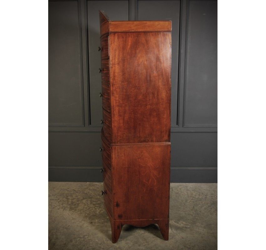 photo for sale Rare Regency Bow Front Tallboy Chest On Chest