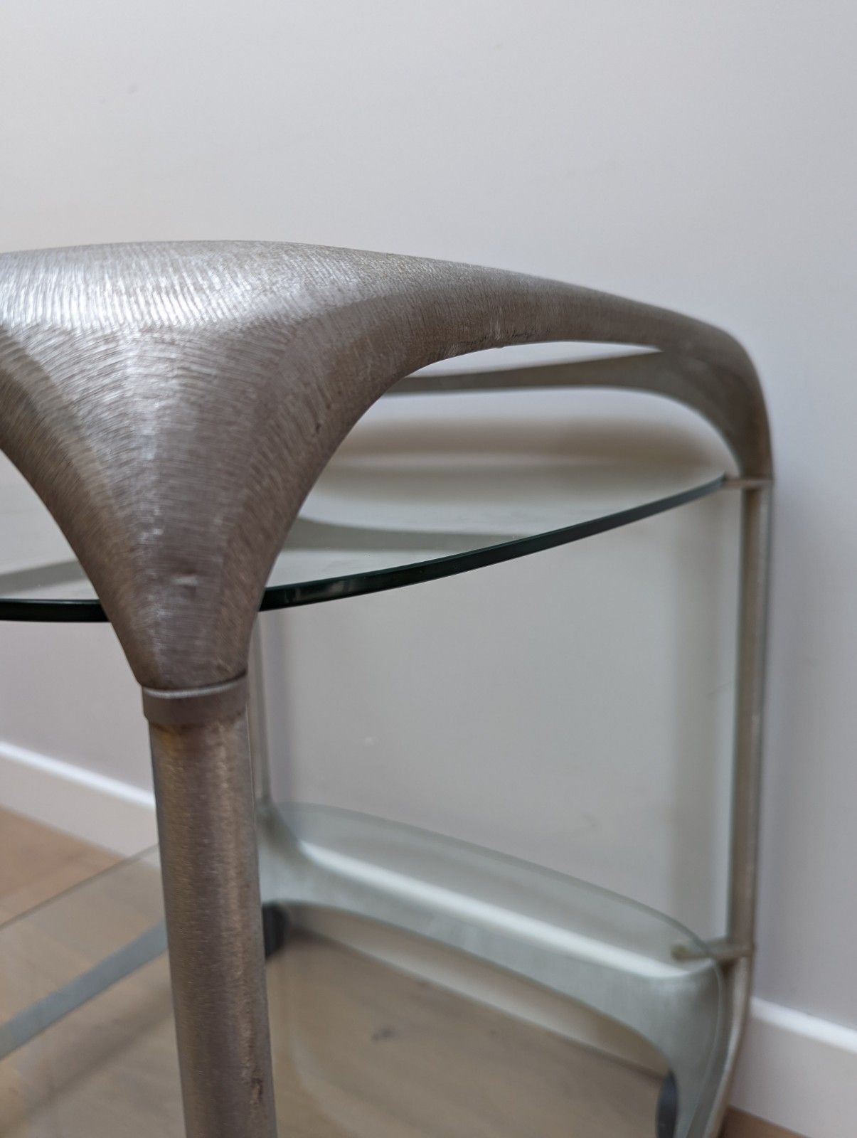 Mid Century Side Table By Lorenzo Burchiellaro In Aluminium With Glass Shelves photo Furniture