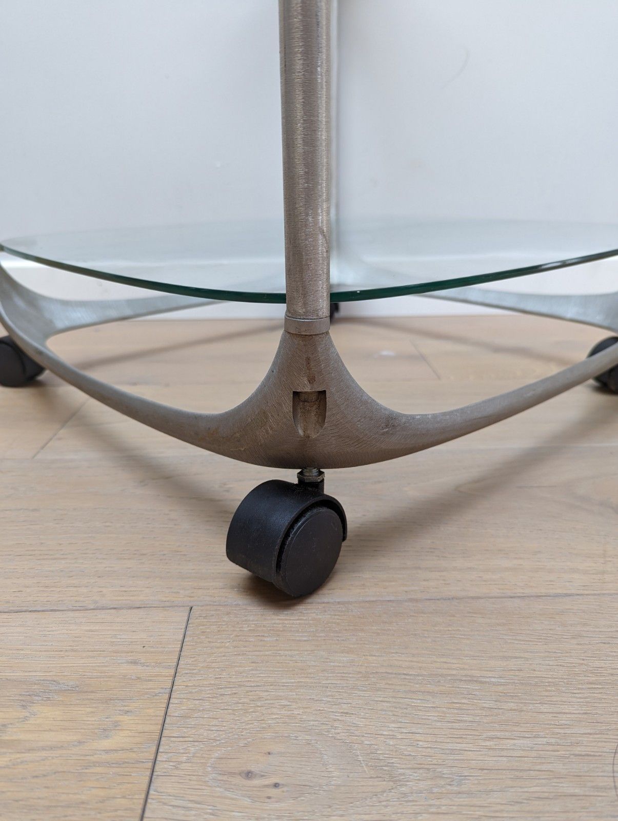 Mid Century Side Table By Lorenzo Burchiellaro In Aluminium With Glass Shelves photo vinterior