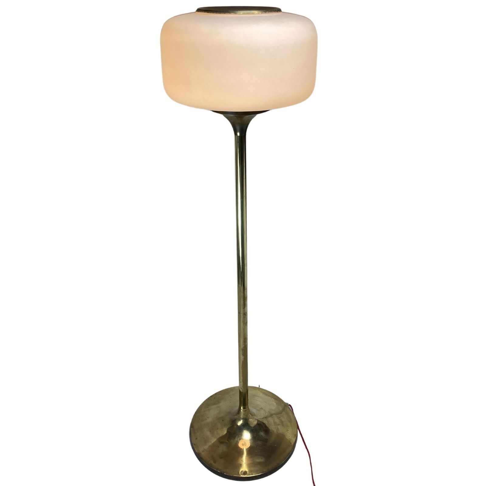 Patinated Brass Art Deco Low Floor Lamp, 132cm photo Lighting