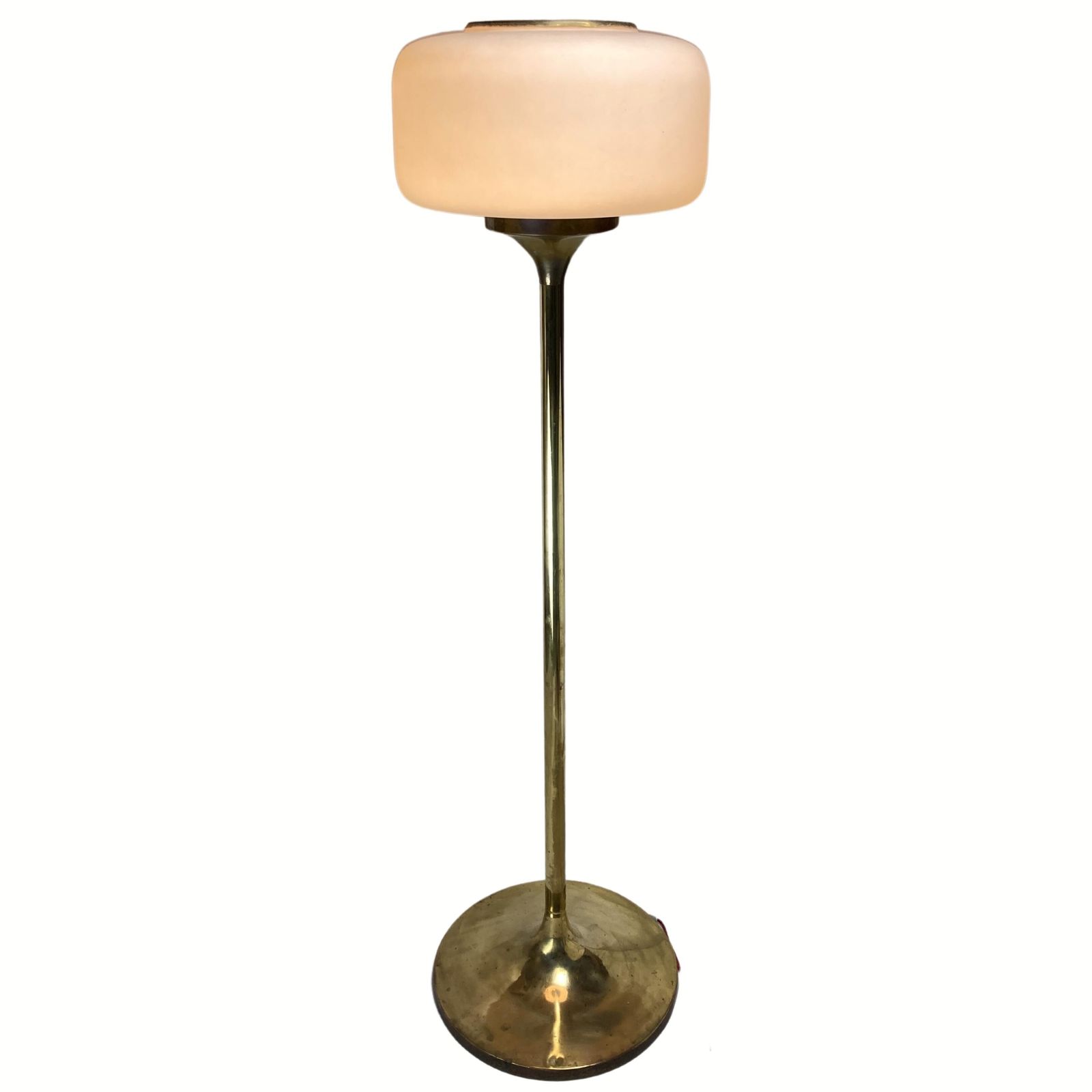 Patinated Brass Art Deco Low Floor Lamp, 132cm photo vinterior