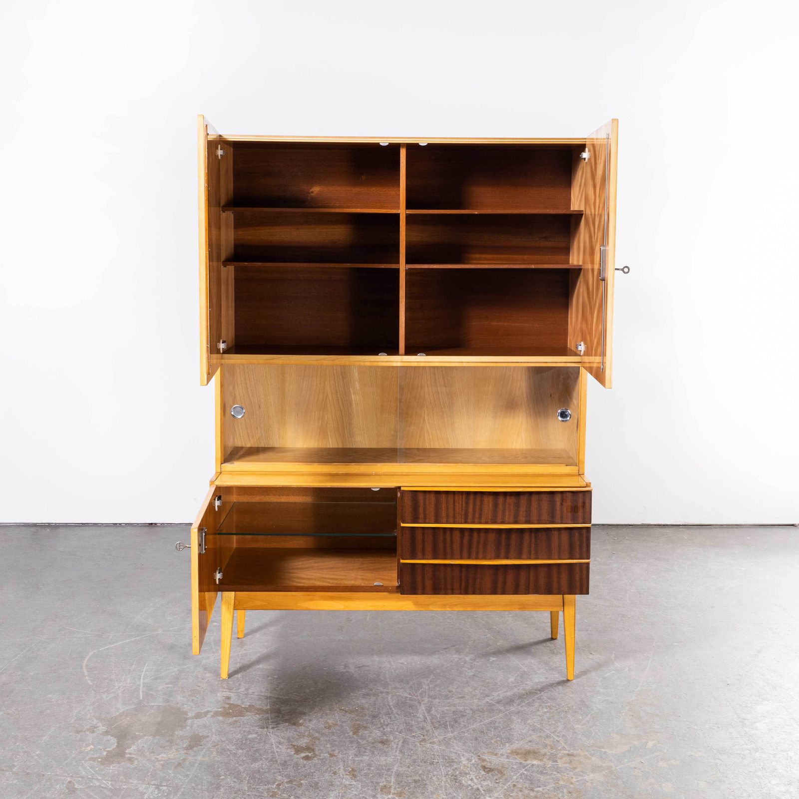 1960’s Four Door Birch Two Tone Cabinet – Nabytek Czech photo for sale