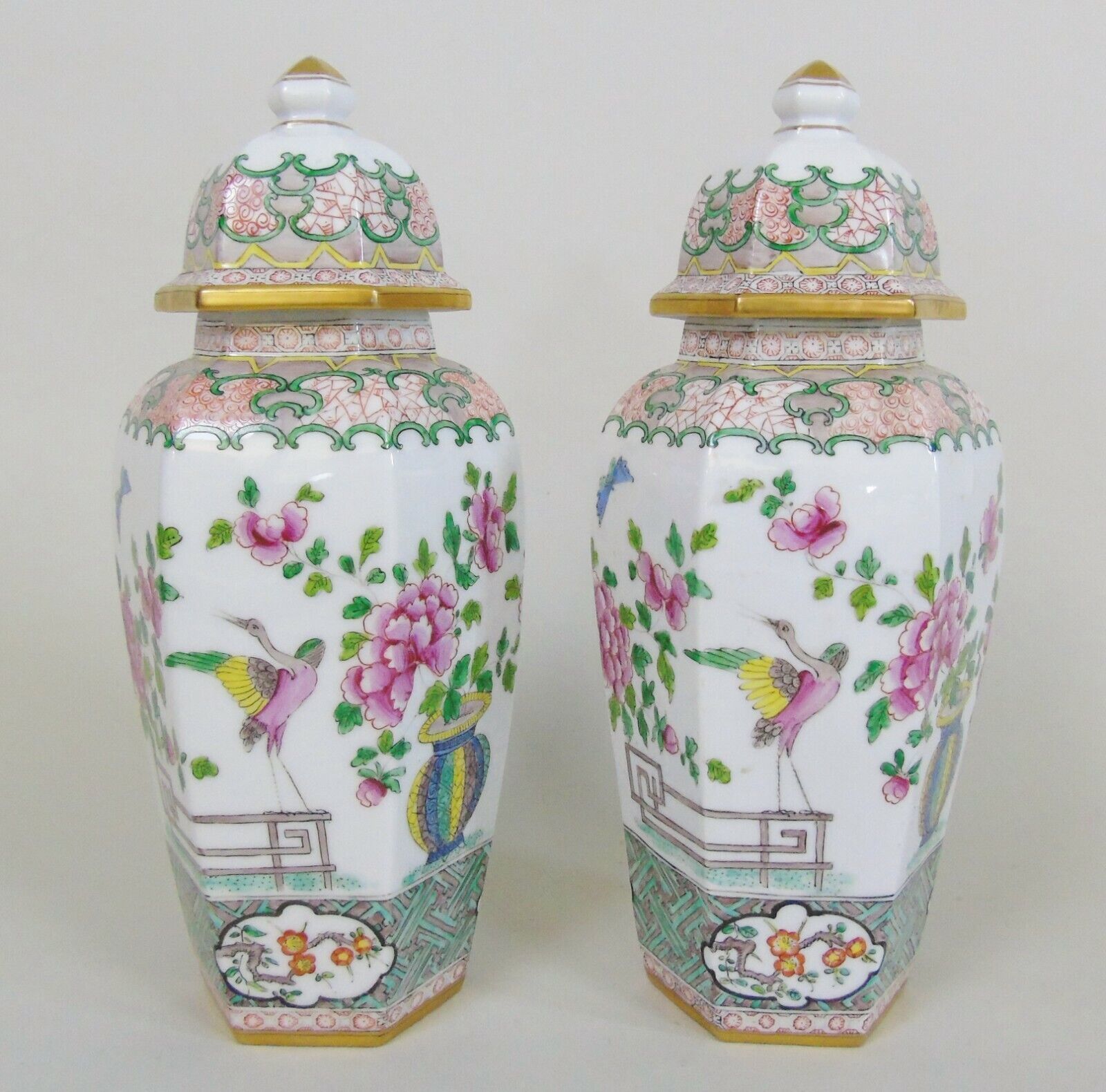 Pair Of Famille Rose Chinese Porcelain Vases photo for sale