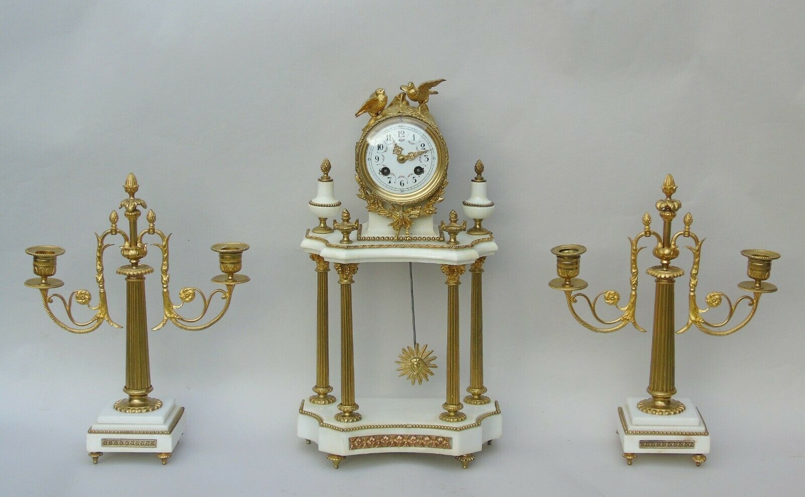 Antique Marble Portico Clock Garniture photo furniture
