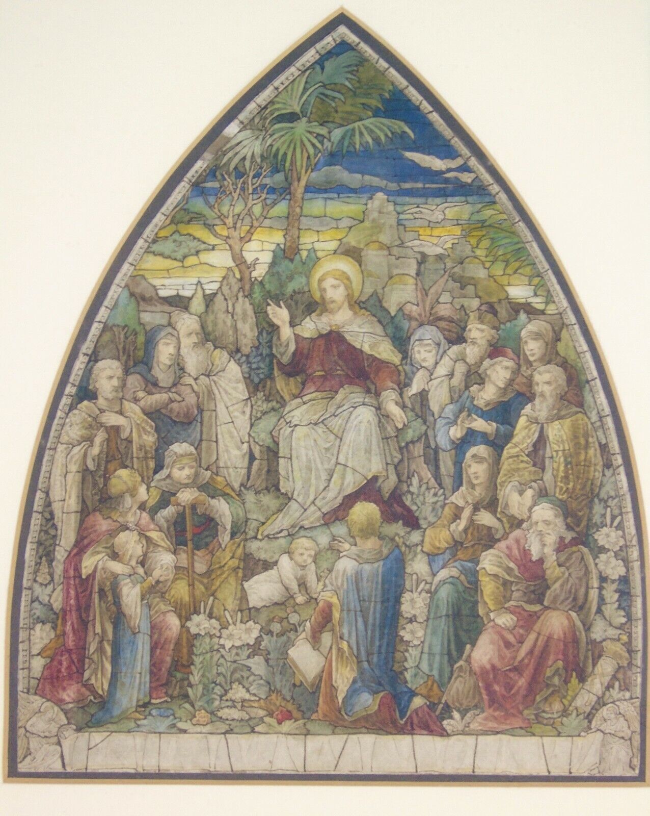 Watercolour Study For Stained Glass Panel Heaton Butler And Bayne 19th Century photo for sale