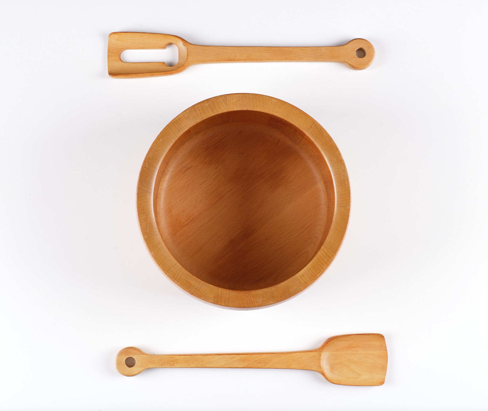 Richard Nissen Solid Teak Salad Bowl Set, 1960s, Denmark photo for sale