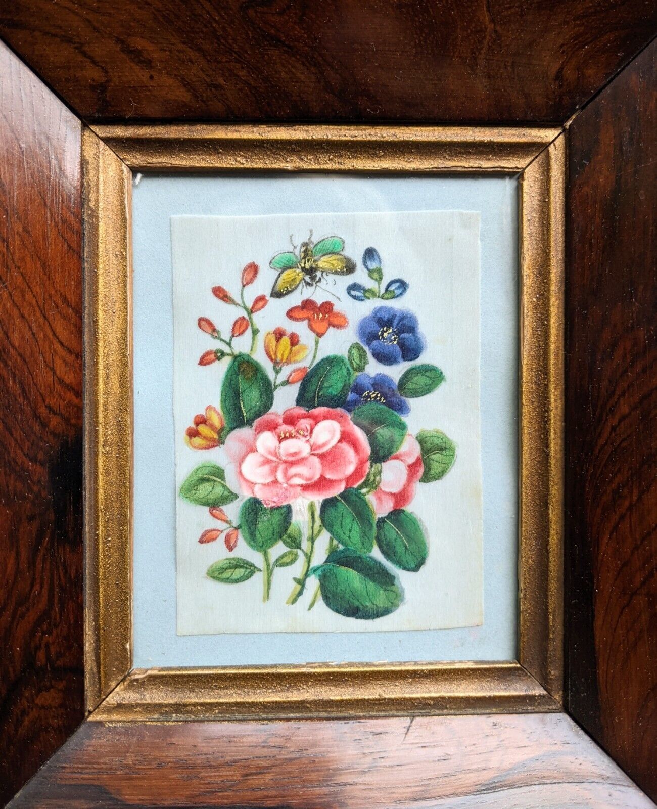 Antique Chinese Painting On Silk Butterfly And Blossoms 19th Century photo Art