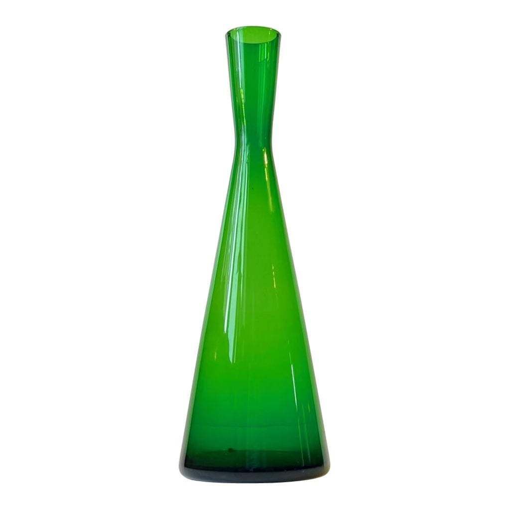 Green Danish Diablo Glass Vase By Per Lütken For Holmegaard 1960s