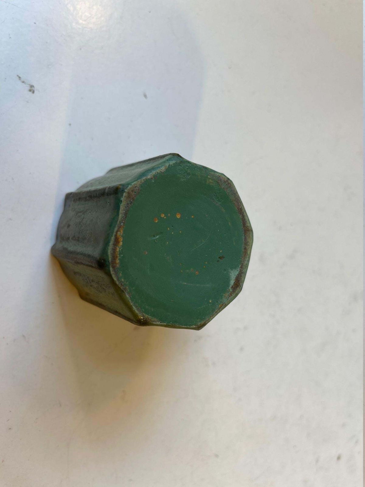 Fluted Art Deco Vase In Green Glazes In The Manner Of Arne Bang photo vinterior