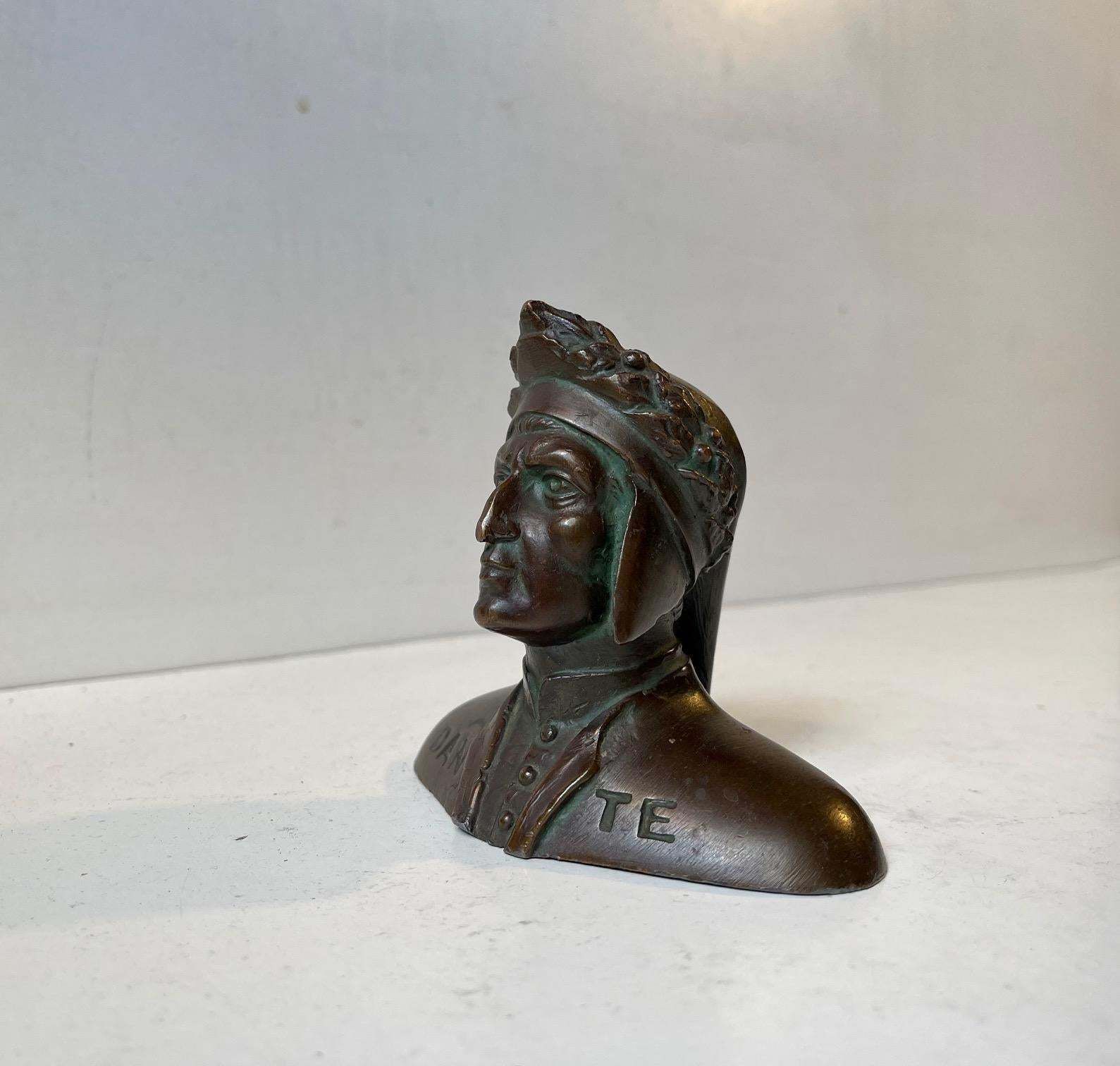Dante Alighieri Small Bronze Bust  Grand Tour 19th Century photo Art