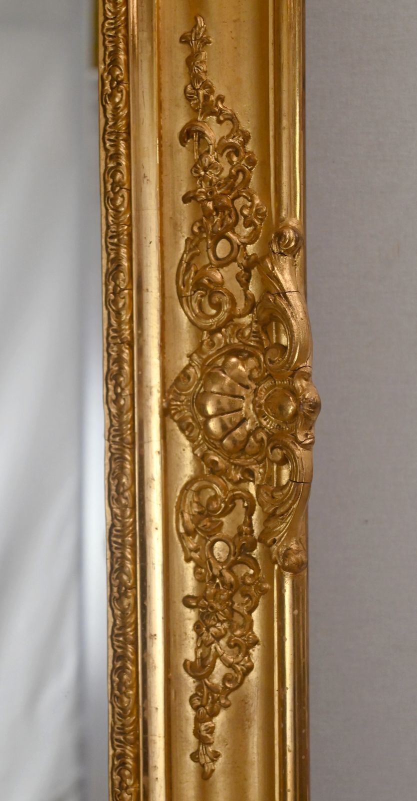 Gilded Wood Fireplace Mirror, Restoration Period   Early 19th Century photo vintage