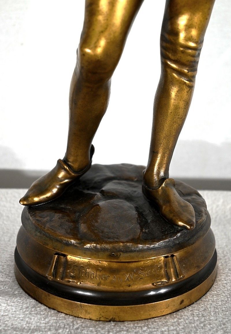 photo furniture Bronze "Scholier Of The 15th Century", By Friedrich Beer   Late 19th Century