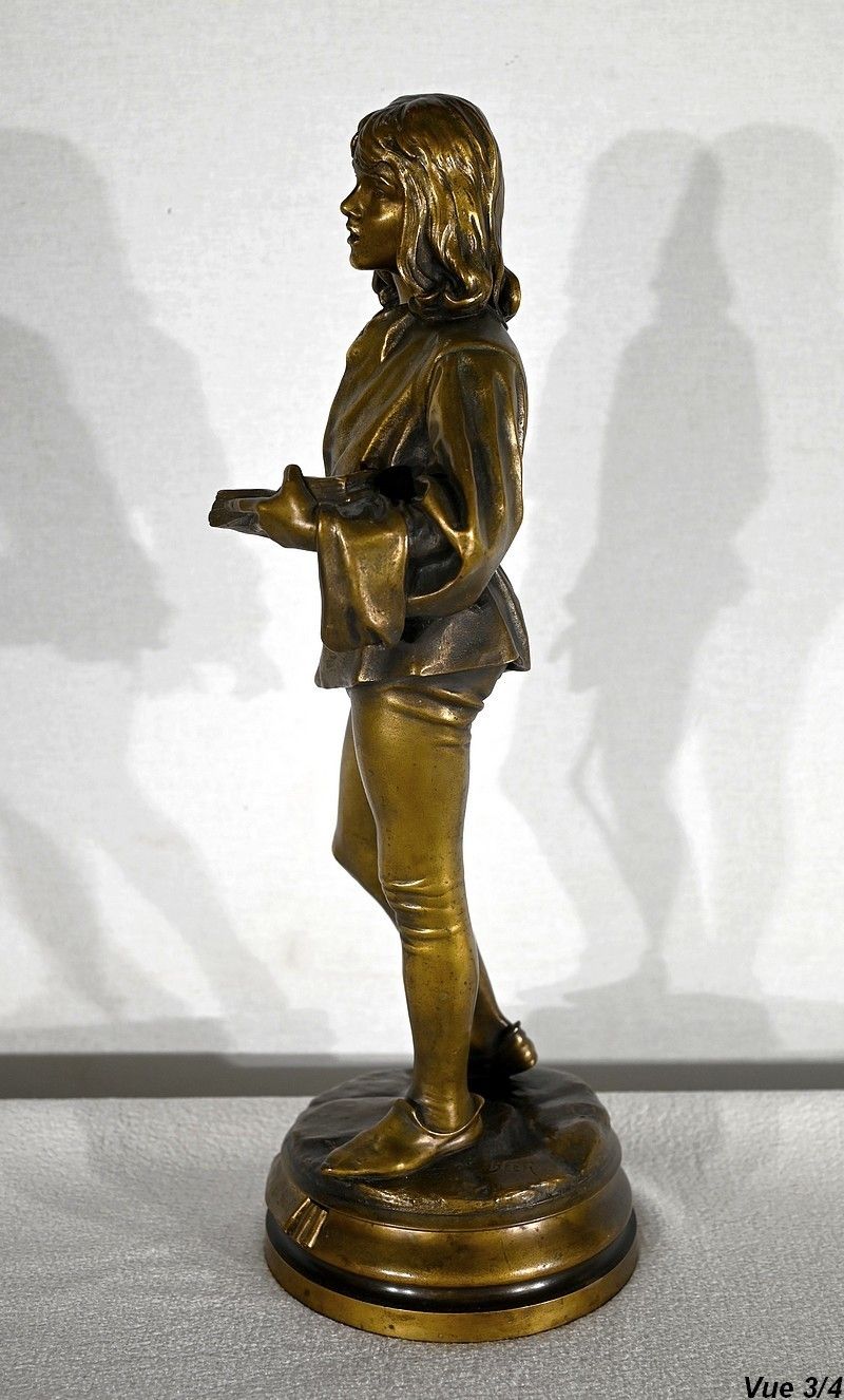 photo vintage Bronze "Scholier Of The 15th Century", By Friedrich Beer   Late 19th Century
