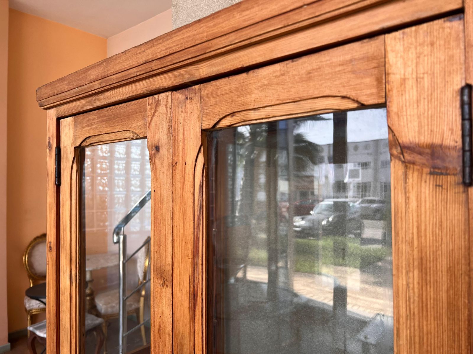 19th Century Large Cupboard Or Bookcase With Glass Vitrine, Pine, Spain Restored photo buy
