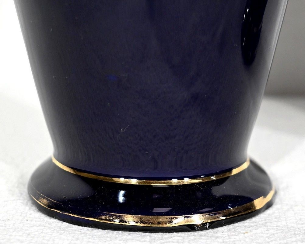 photo for sale Pair Of Enamelled Earthenware Vases   Early 20th Century