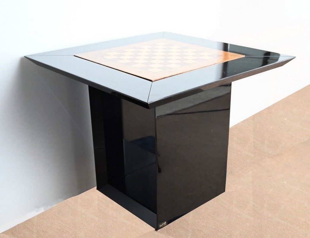 Set Of Games Table, Chessboard And Pair Of Paul Michel Chairs – 1970 photo Furniture