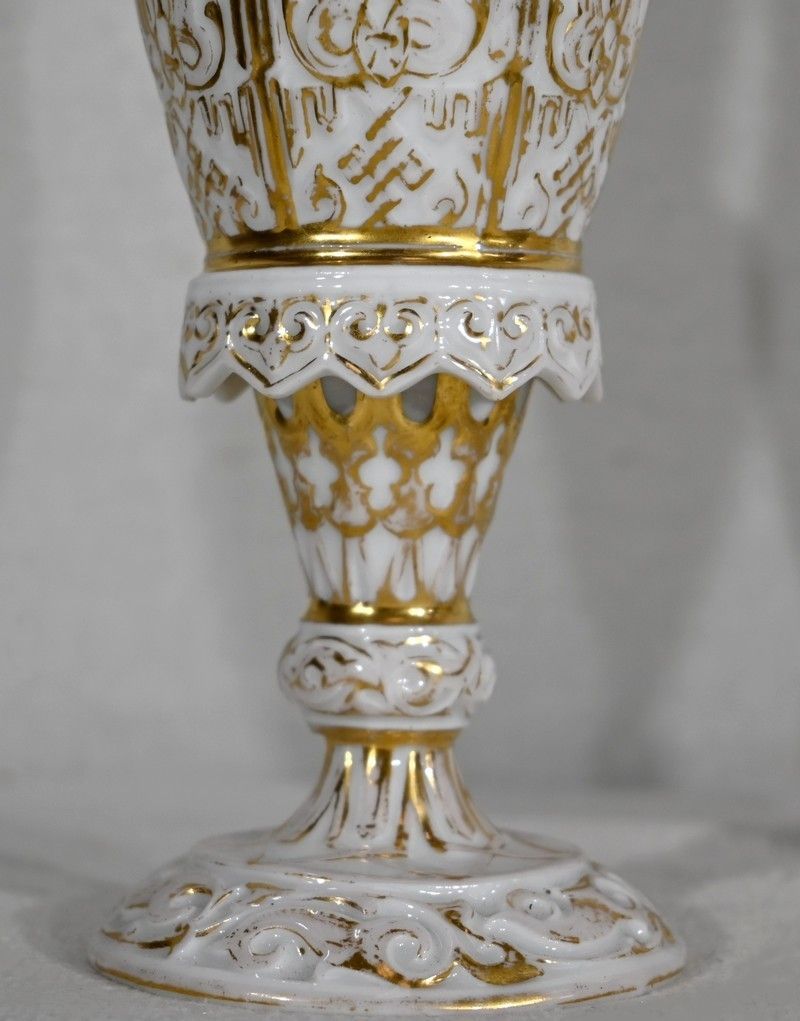 Pair Of Paris Porcelain Vases   Late 19th Century photo vintage