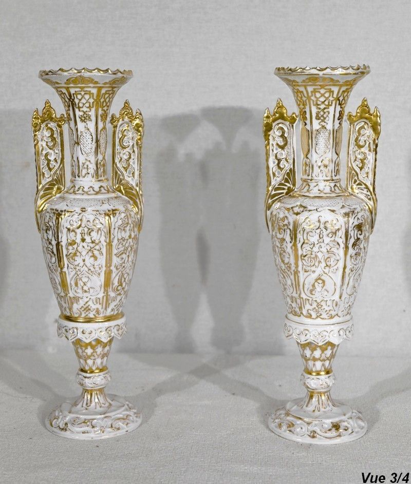 photo for sale Pair Of Paris Porcelain Vases   Late 19th Century