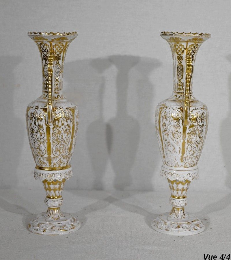Home Decor Pair Of Paris Porcelain Vases   Late 19th Century photo