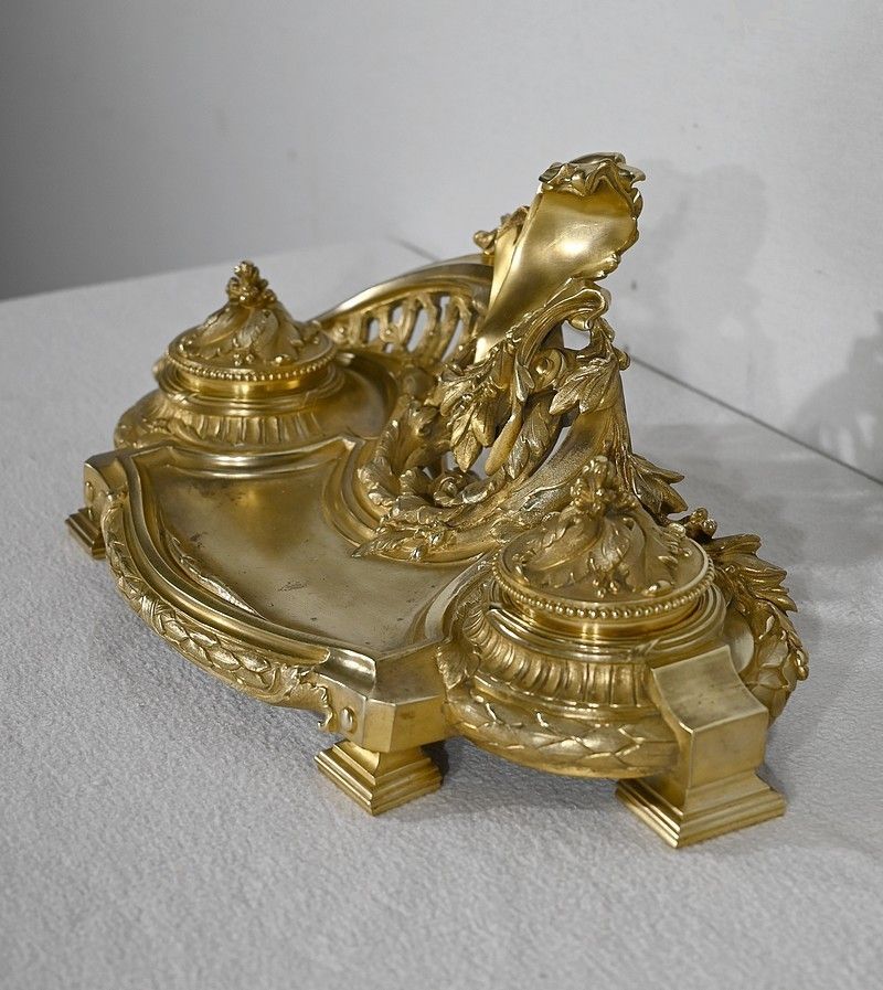 Inkwell In Gilt Bronze, Signed Vandevoorde   Early 20th Century photo for sale