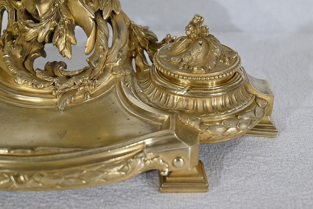photo furniture Inkwell In Gilt Bronze, Signed Vandevoorde   Early 20th Century