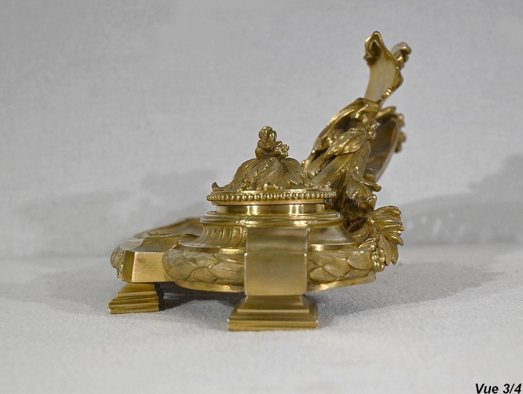 1812.8 Inkwell In Gilt Bronze, Signed Vandevoorde   Early 20th Century photo