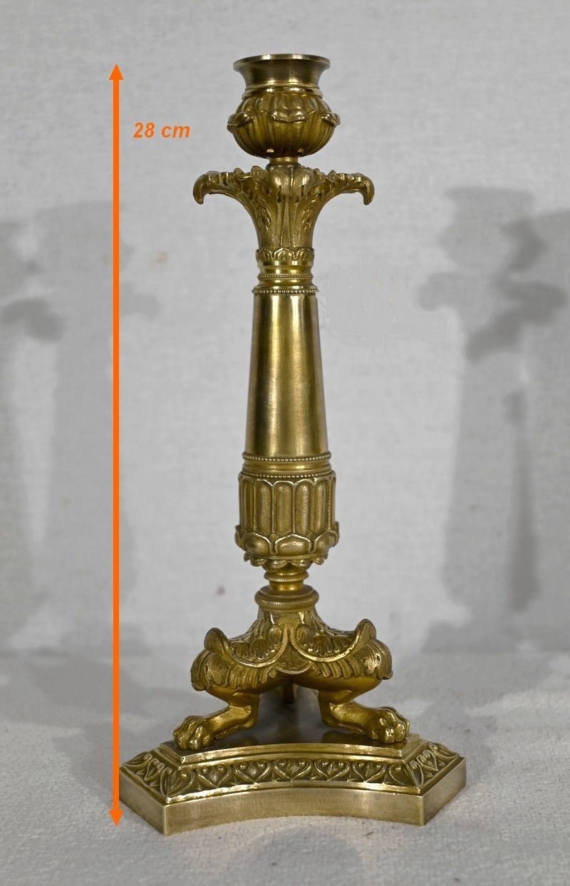 photo buy Pair Of Bronze Candlesticks, Restoration Period   Early 19th Century