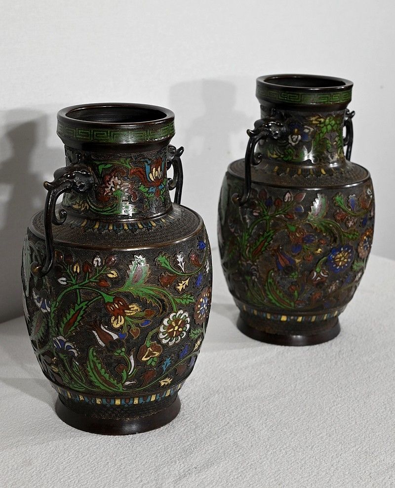 Pair Of Bronze Vases, China   Late 19th Century photo furniture