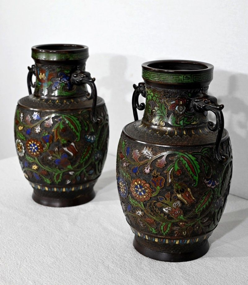 Pair Of Bronze Vases, China   Late 19th Century photo for sale