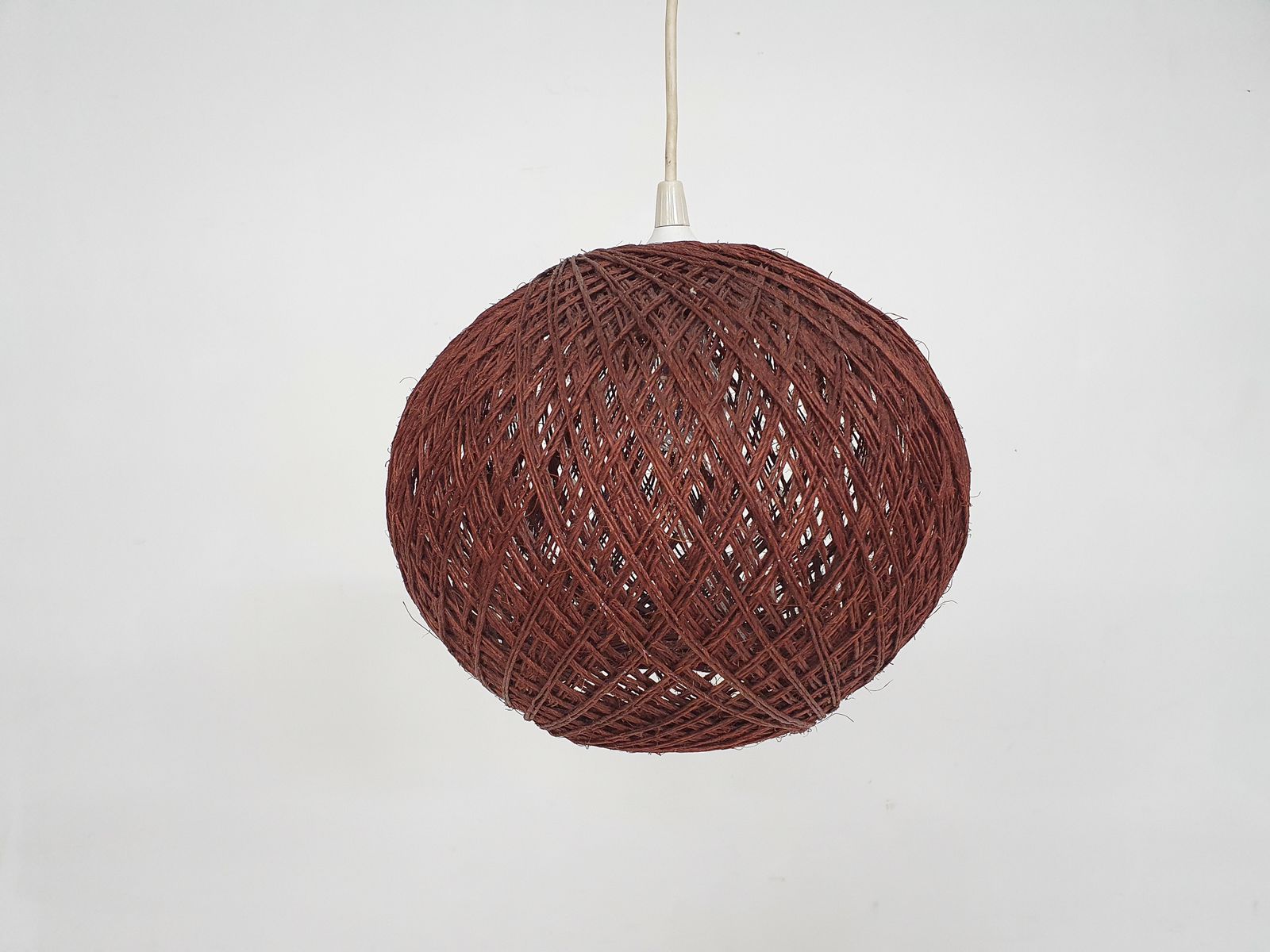 Vintage Pendant Light In Brown Rope, The Netherlands 1960's photo for sale