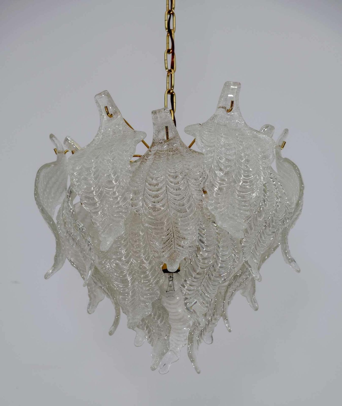 Mazzega Mid Century Modern Murano Glass Leaves Chandelier, 1970s photo for sale
