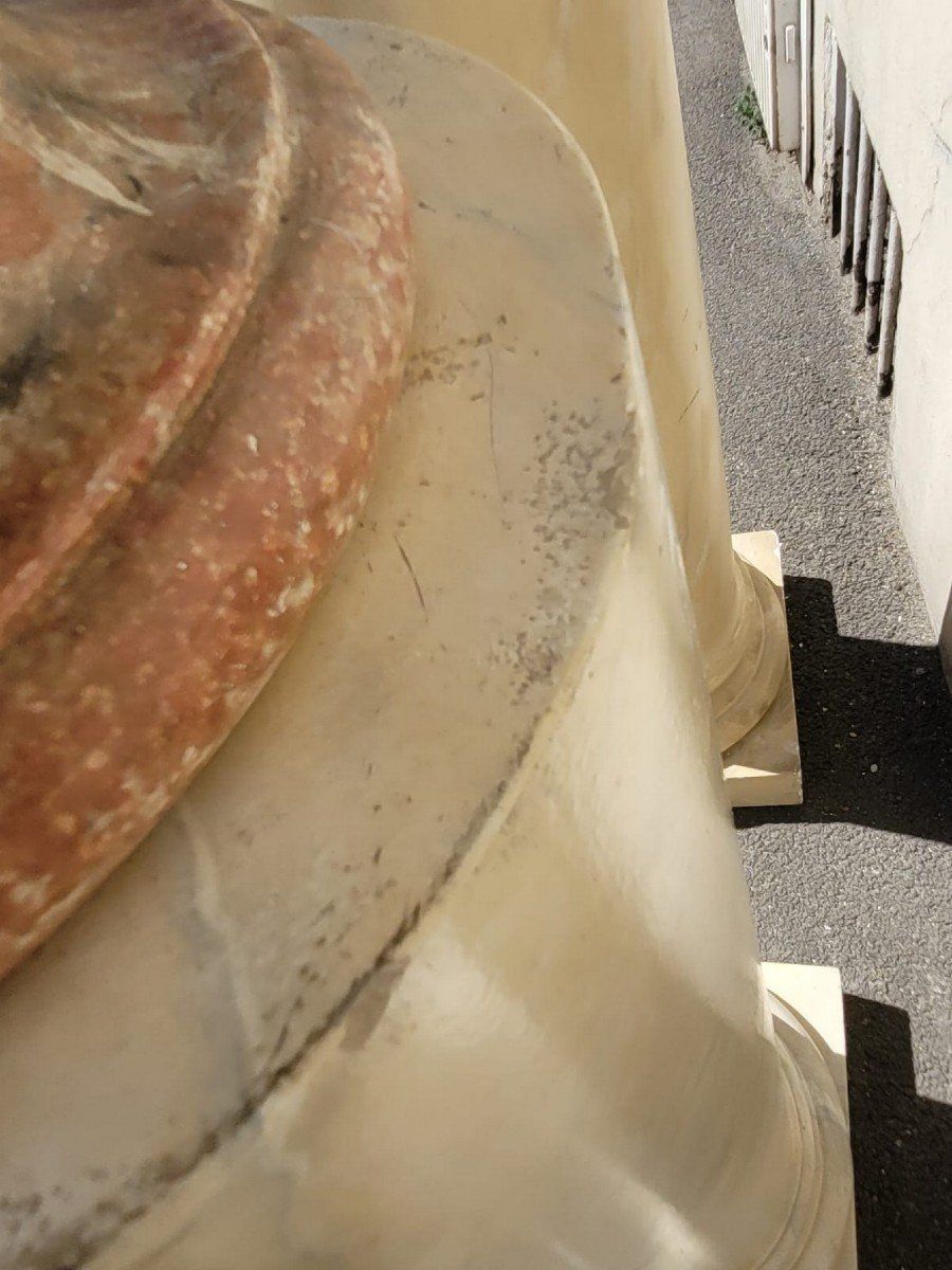 Bust Of Roman Emperor (Otho?) On Column, Patinated Stucco, 20th Century photo vinterior