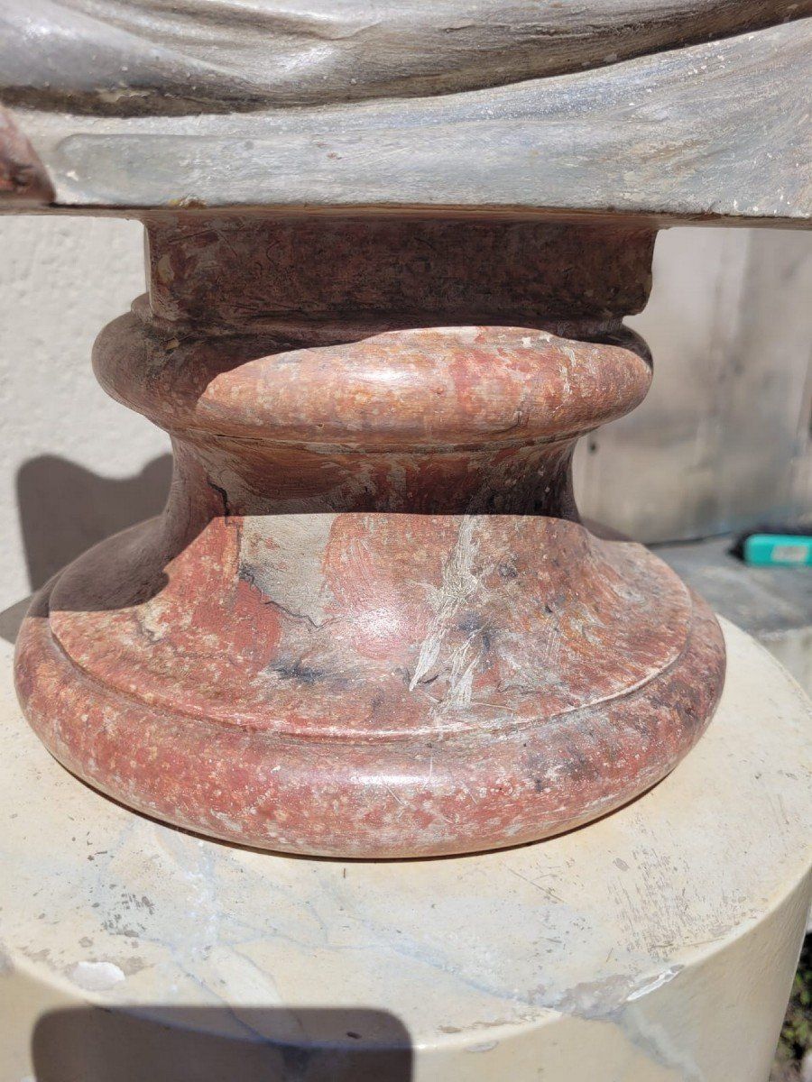 Bust Of Roman Emperor (Otho?) On Column, Patinated Stucco, 20th Century photo buy