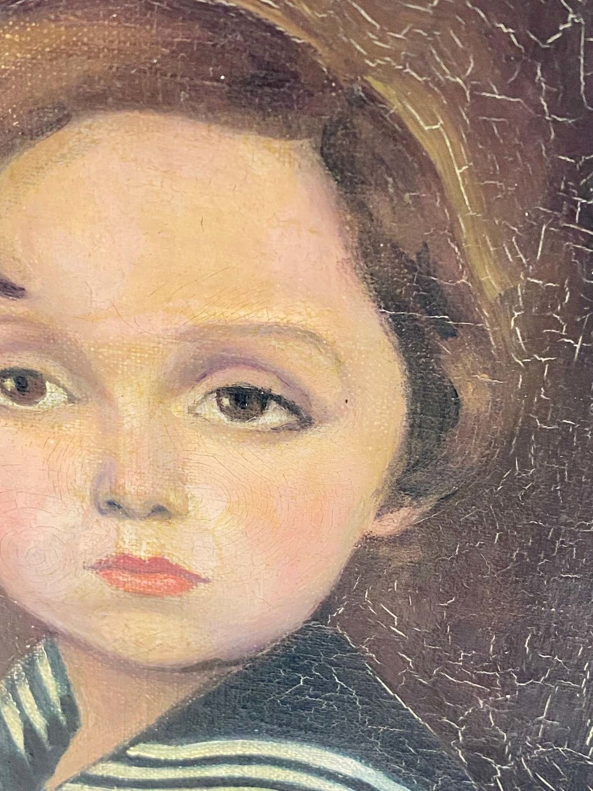 Original Oil Painting, Representing A Litle Boy, Signed, Fance 1930 photo for sale