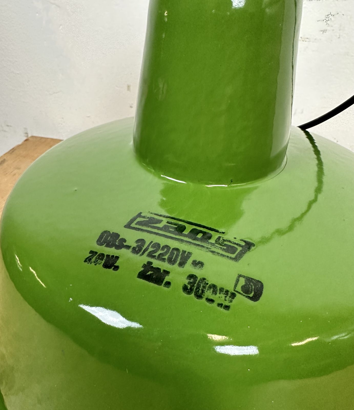 photo buy Industrial Green Enamel Factory Lamp From Zaos, 1960s, 14x
