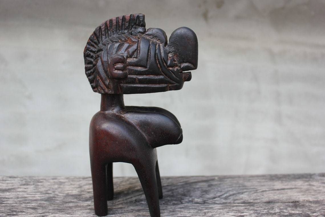 Vintage Tribal African Statue Baga Nimba Carved Wood Figurine Guinea Religious Collectible Art photo furniture