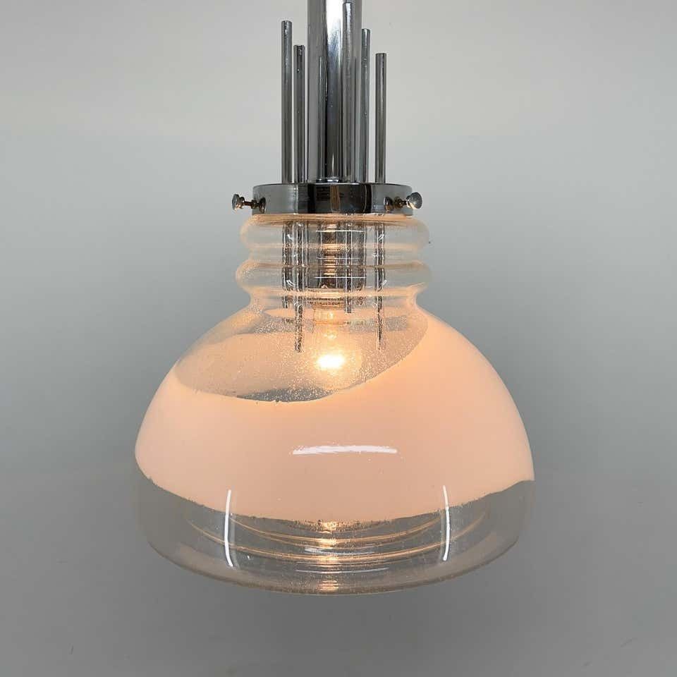 1960's Murano Glass & Chrome Pendantby Mazzega In Carlo Nason Style, Italy photo for sale