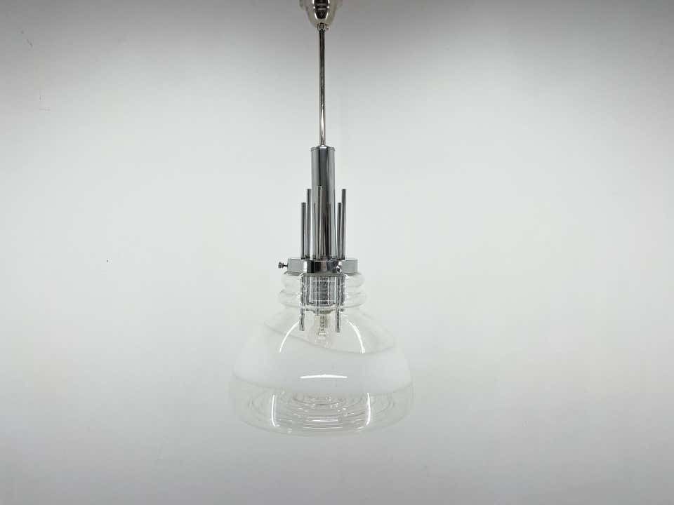 1960's Murano Glass & Chrome Pendantby Mazzega In Carlo Nason Style, Italy photo vintage
