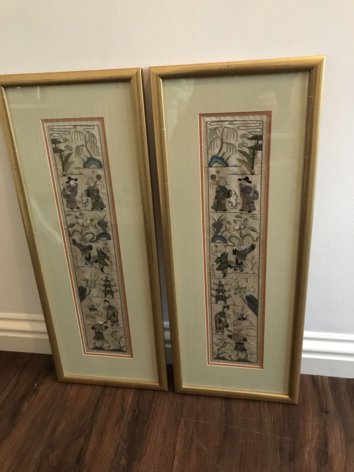 Beautiful Pair Of 19th Century Chinese Silk Sleeve Panels. photo for sale