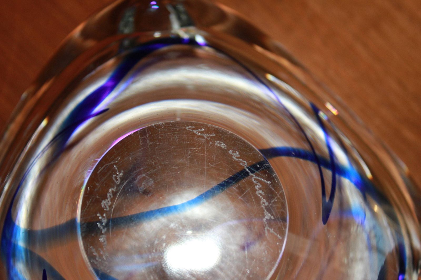 Rare Cigar Smoking Ashtray, Clear Blue Glass, Holland, Maastricht Signed, For Cigar Lounge Or Soothing Area photo buy