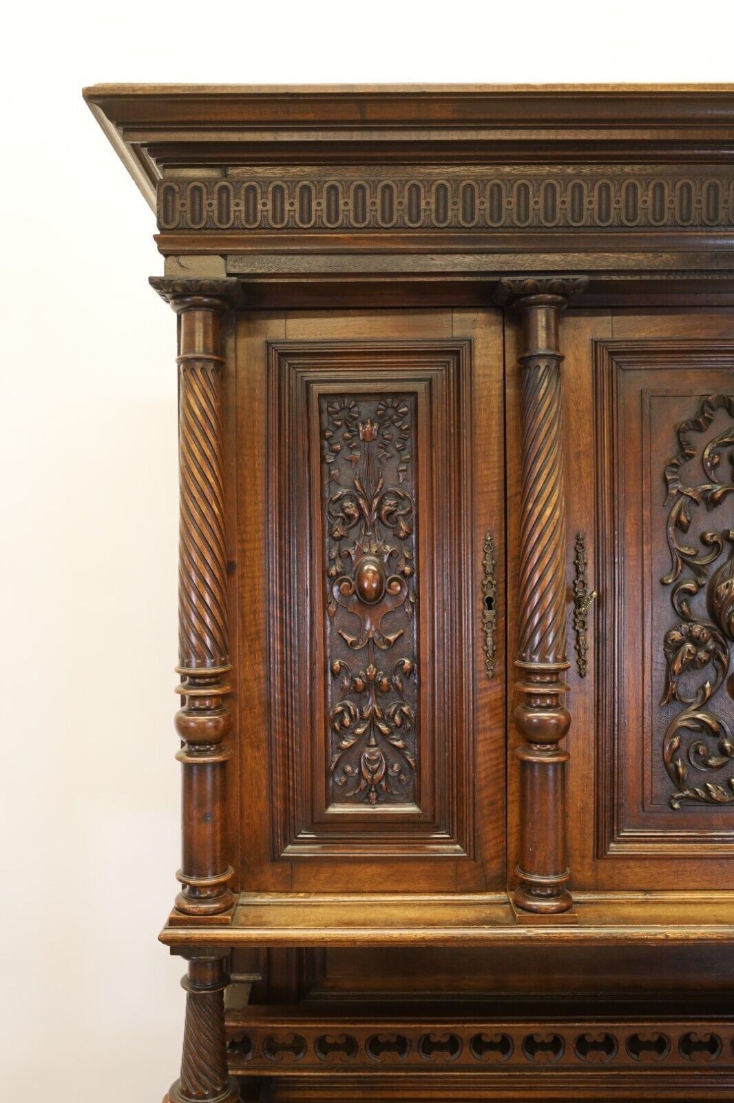 Heavily Detailed Carved Dark Oak Buffet Dragon Carvings photo furniture