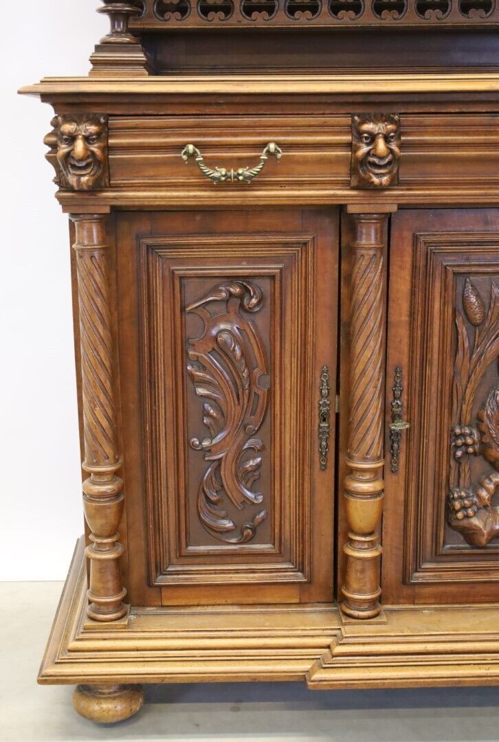 Heavily Detailed Carved Dark Oak Buffet Dragon Carvings photo buy