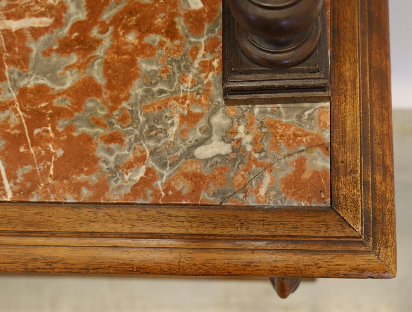 Heavily Detailed Marble Top Concave Dragon Carved Oak Tall Buffet photo vintage