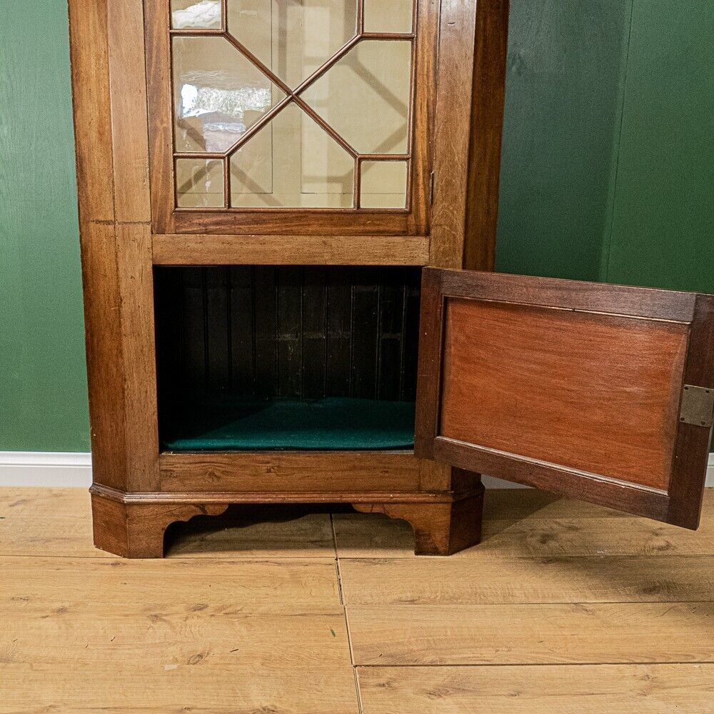 Beautiful Art Deco Oak Glass Door Display Cabinet With Dentil Moulding photo 565.0